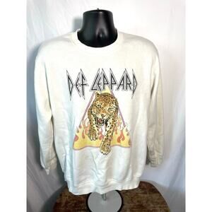 Def Leppard Leopard Graphic Crewneck Sweatshirt L